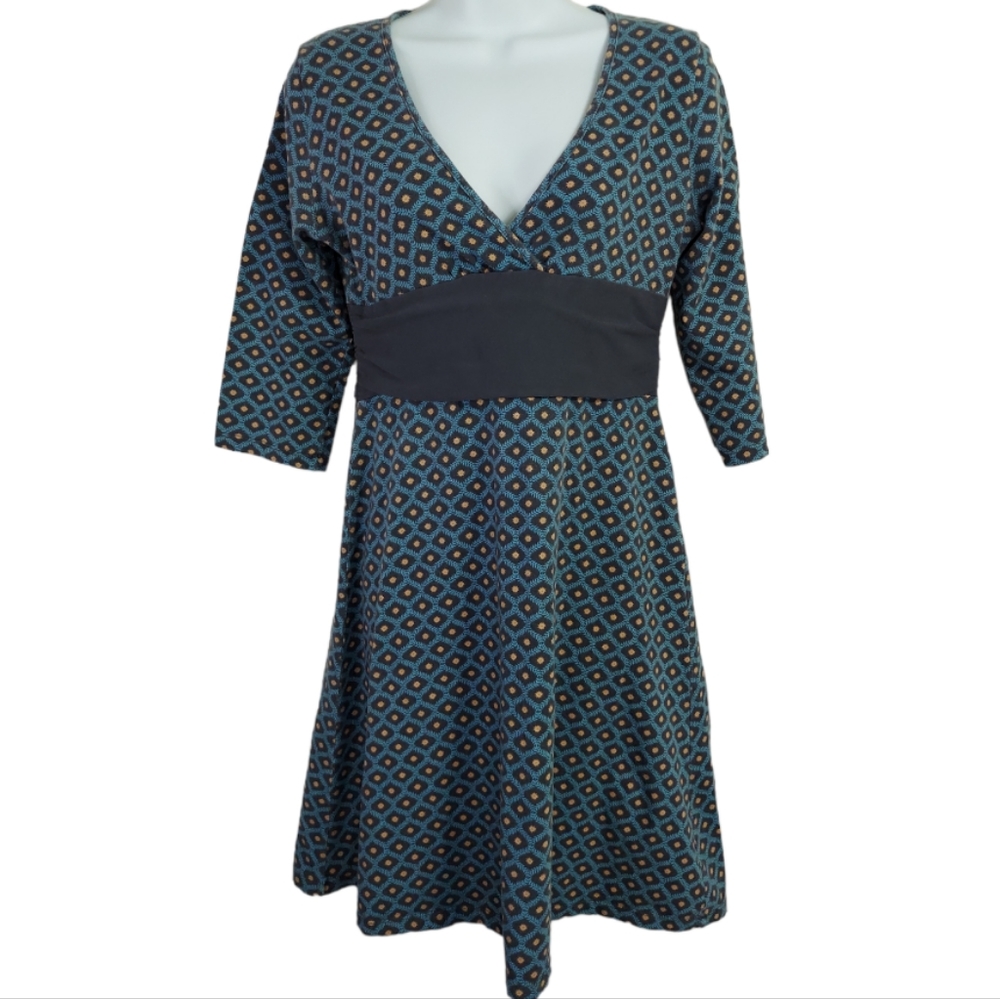 Patagonia Margot 3/4 Sleeve Dress Organic Cotton Sz Medium Women's Green
